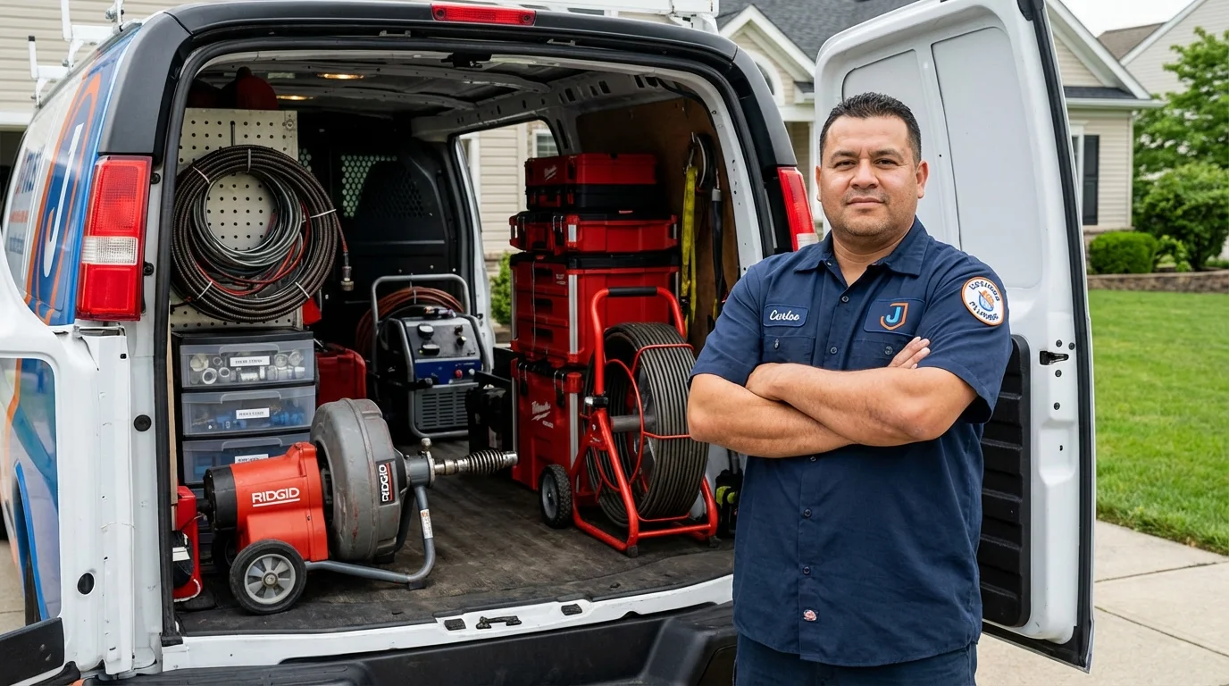 Professional drain cleaning equipment and Johns Plumbing LLC plumber in Rosemount