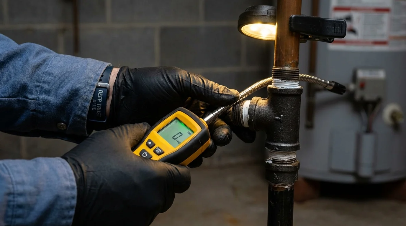 Gas leak detection with electronic sniffer by Johns Plumbing LLC in Rosemount